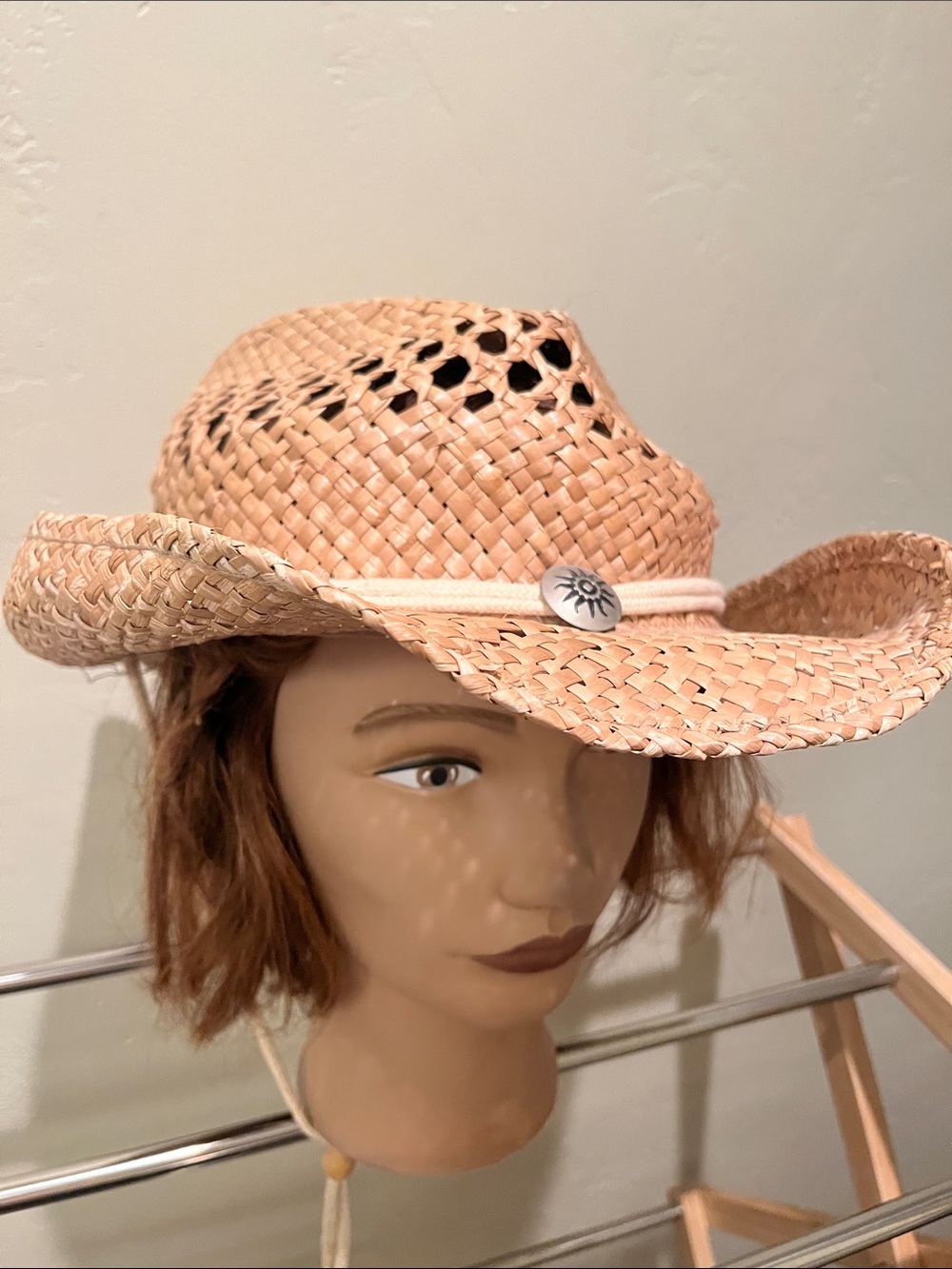 Natural Woven Straw Cowboy Hat with Sun Concho
